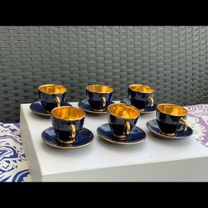 Vintage colbat and gold tea set